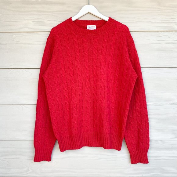 Vintage Sweaters - Rare Vintage Scottish Shetland Wool Sweater, Red L
